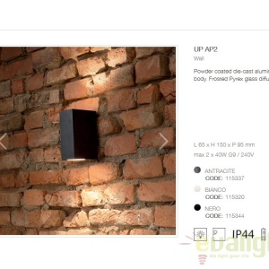 Aplica de perete exterior cu protectie IP44 UP AP2 NERO 115344 60616 universul-luminii.ro