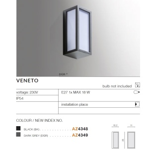 Aplica de perete exterior moderna IP54 VENETO negru 96916 universul-luminii.ro