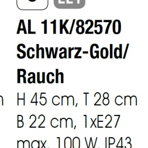 Aplica de perete exterior stil clasic IP43 Puchberg AL 11K/82570 schwarz-gold/rauch OR 47436 universul-luminii.ro