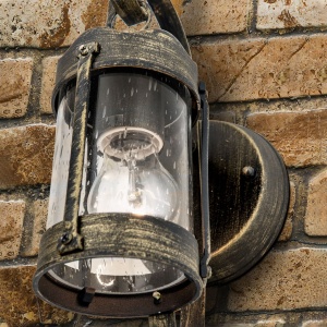 Aplica de perete exterior stil rustic IP23 Taverna AL 11-1169 schwarz-gold OR - Img 7