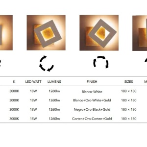 Aplica de perete LED design ambiental DALIA 18x18cm, alb/ auriu 131816 universul-luminii.ro
