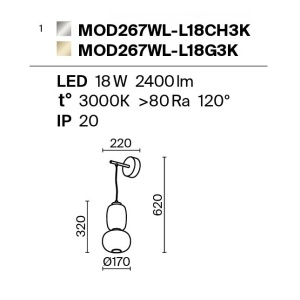 Aplica de perete LED design modern decorativ Pattern auriu - Img 2