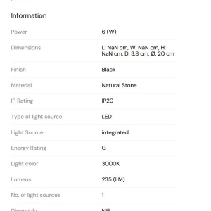 Aplica de perete LED, Marmura, Negru, Marbles 6W 244966 universul-luminii.ro