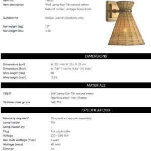 Aplica de perete LUX design natural Kon Tiki 148946 universul-luminii.ro