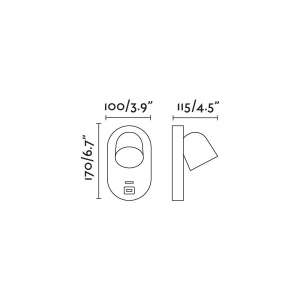 Aplica de perete minimalista CORB USB C neagra - Img 9