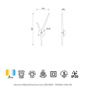 Aplica de perete minimalista LED Arrecife auriu - Img 3