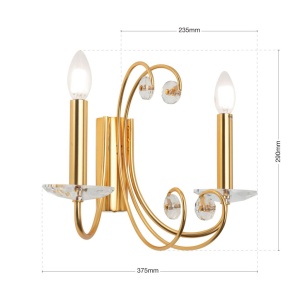 Aplica de perete stil clasic cu cristal K9 ARIANE 2L aurie 234926 universul-luminii.ro