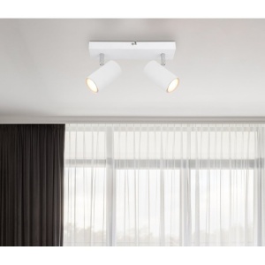 Aplica de perete / tavan cu 2 spoturi directionabile design modern ROBBY alb 114256 universul-luminii.ro