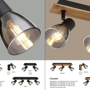 Aplica de perete / tavan cu 2 spoturi directionabile design modern CLAUDE negru 210666 universul-luminii.ro