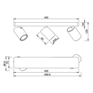 Aplica de perete/tavan cu 3 spoturi SAL auriu/negru MA-8488 171856 universul-luminii.ro