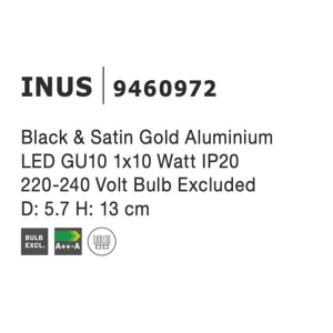 Aplica de perete / tavan design modern Inus negru, auriu satin - Img 5