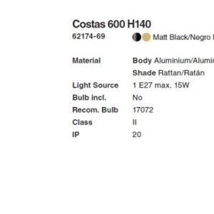Aplica de perete/tavan design natural din ratan COSTAS 60cm 214416 universul-luminii.ro