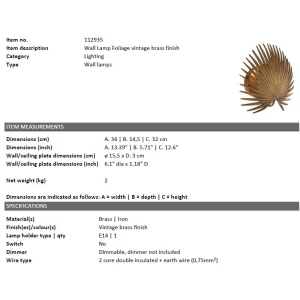 Aplica design LUX Foliage, alama vintage 112935 HZ 70726 universul-luminii.ro