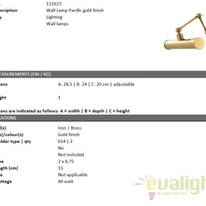Aplica design LUX pentru oglinda sau tablou Pacific finisaj auriu 111623 HZ 180466 universul-luminii.ro