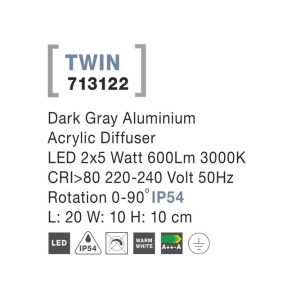 Aplica LED ambientala de exterior directionabila IP54 TWIN NVL-713122 79096 universul-luminii.ro