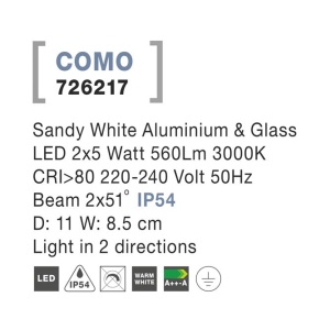 Aplica LED ambientala de exterior IP54 COMO 2 alba NVL-726217 79366 universul-luminii.ro