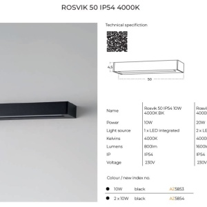 Aplica LED ambientala de exterior IP54 ROSVIK 50cm 1x10W 64206 universul-luminii.ro