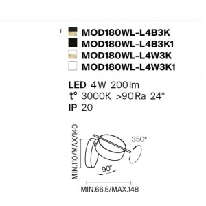 Aplica LED ambientala reglabila design modern minimalist Nuance negru 226416 universul-luminii.ro