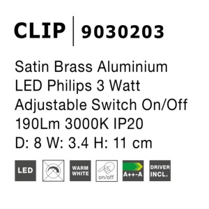 Aplica LED cu spot directionabil design minimalist CLIP alama satinata NVL-9030203 81346 universul-luminii.ro