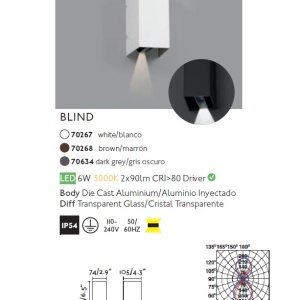 Aplica LED de exterior ambientala design modern IP54 BLIND gri 55676 universul-luminii.ro
