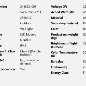 Aplica LED de exterior ambientala stil nordic IP44 Milda negru 229986 universul-luminii.ro