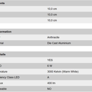 Aplica LED de exterior design modern ambiental IP54 Cube anthrazit 200246 universul-luminii.ro