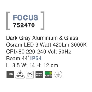 Aplica LED de exterior tip spot IP54 FOCUS NVL-752470 79546 universul-luminii.ro