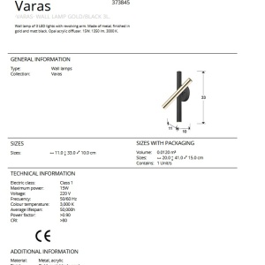 Aplica LED de perete design ultra-modern Varas negru/auriu - Img 6
