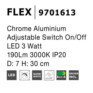Aplica LED de perete directionabila design modern Flex crom NVL-9701613 - Img 3