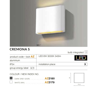Aplica LED de perete exterior ambientala IP54 CREMONA S gri inchis 46686 universul-luminii.ro