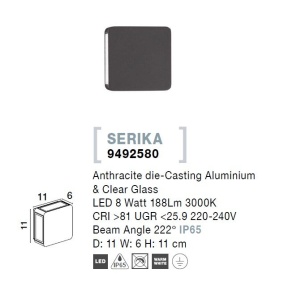 Aplica LED de perete pentru iluminat exterior IP65 SERIKA 205966 universul-luminii.ro