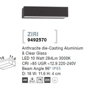Aplica LED de perete pentru iluminat exterior IP65 ZIRI 205976 universul-luminii.ro