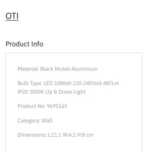 Aplica LED iluminat ambiental Up & Down OTI nickel negru, NVL-9695165 246506 universul-luminii.ro