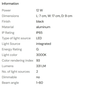 Aplica LED iluminat exterior IP65 Badia negru - Img 6