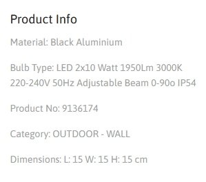 Aplica LED pentru exterior design modern IP54 Epic negru 129956 universul-luminii.ro