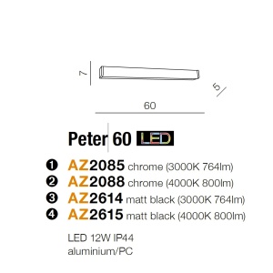 Aplica LED pentru oglinda baie 3000K Peter 60 BK 71126 universul-luminii.ro