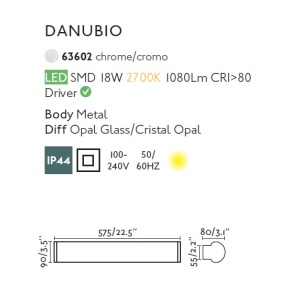 Aplica LED pentru oglinda baie moderna IP44 DANUBIO 18W 83136 universul-luminii.ro