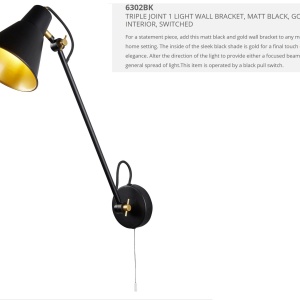 Aplica moderna design retro Triple Joint negru/auriu 6302BK SRT 43566 universul-luminii.ro