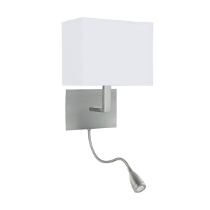 Aplica moderna eleganta cu reader Led Hotel argintiu satin