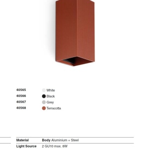 Aplica perete aluminiu striat alb, 2xGU10, LUNE square - Img 3