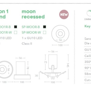 Aplica perete cu 1 spot directionabil Moon 1, alb - Img 3