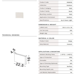 Aplica perete exterior din ciment galben IP65 NOOK LED - Img 9