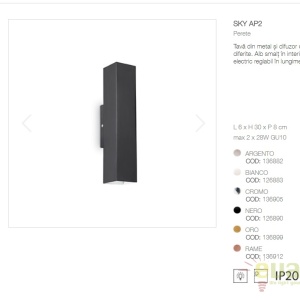 Aplica perete moderna Sky AP2 Negru 126890 - Img 2