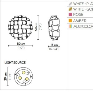 Aplica perete sau tavan design modern geometric Mida Medium Platino 125386 universul-luminii.ro