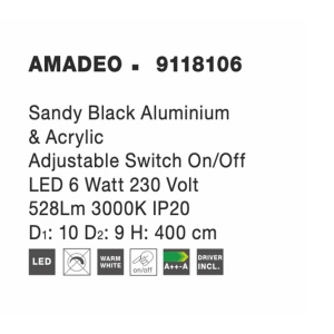 Aplica tip pendul LED design modern Amadeo neagra NVL-9118106 - Img 3