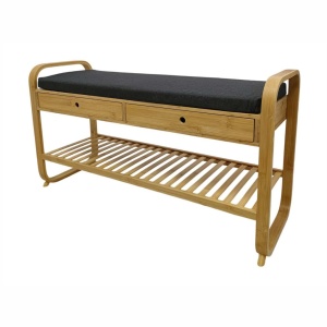 Bancheta cu raft pentru pantofi si sertare ZEN-BO 100cm bambus