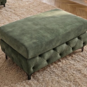 Bancheta design Chesterfield, Catifea verde inchis, MODERN BAROCK - Img 6