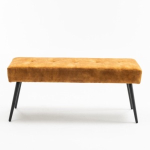 Bancheta tapitata design modern Boutique 100cm, galben mustar - Img 5