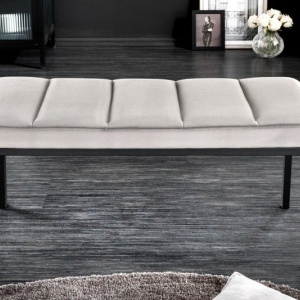 Bancheta tapitata design modern Boutique 80cm, gri deschis - Img 5