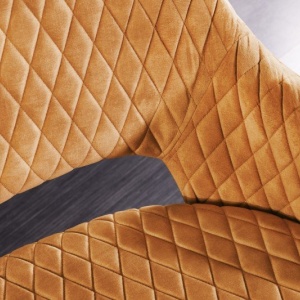 Bancheta tapitata design modern Paris 160cm, galben mustar - Img 3